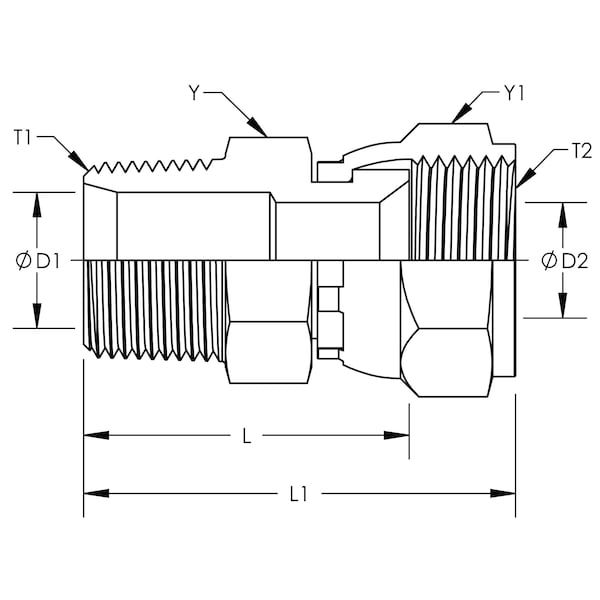 World Wide Fittings Male Pipe to Female 37 Deg. JIC Swivel Stainless Steel 6505X16X16SS - main